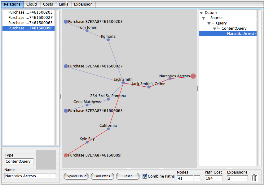 Mitopia's shortest path based link analysis tool